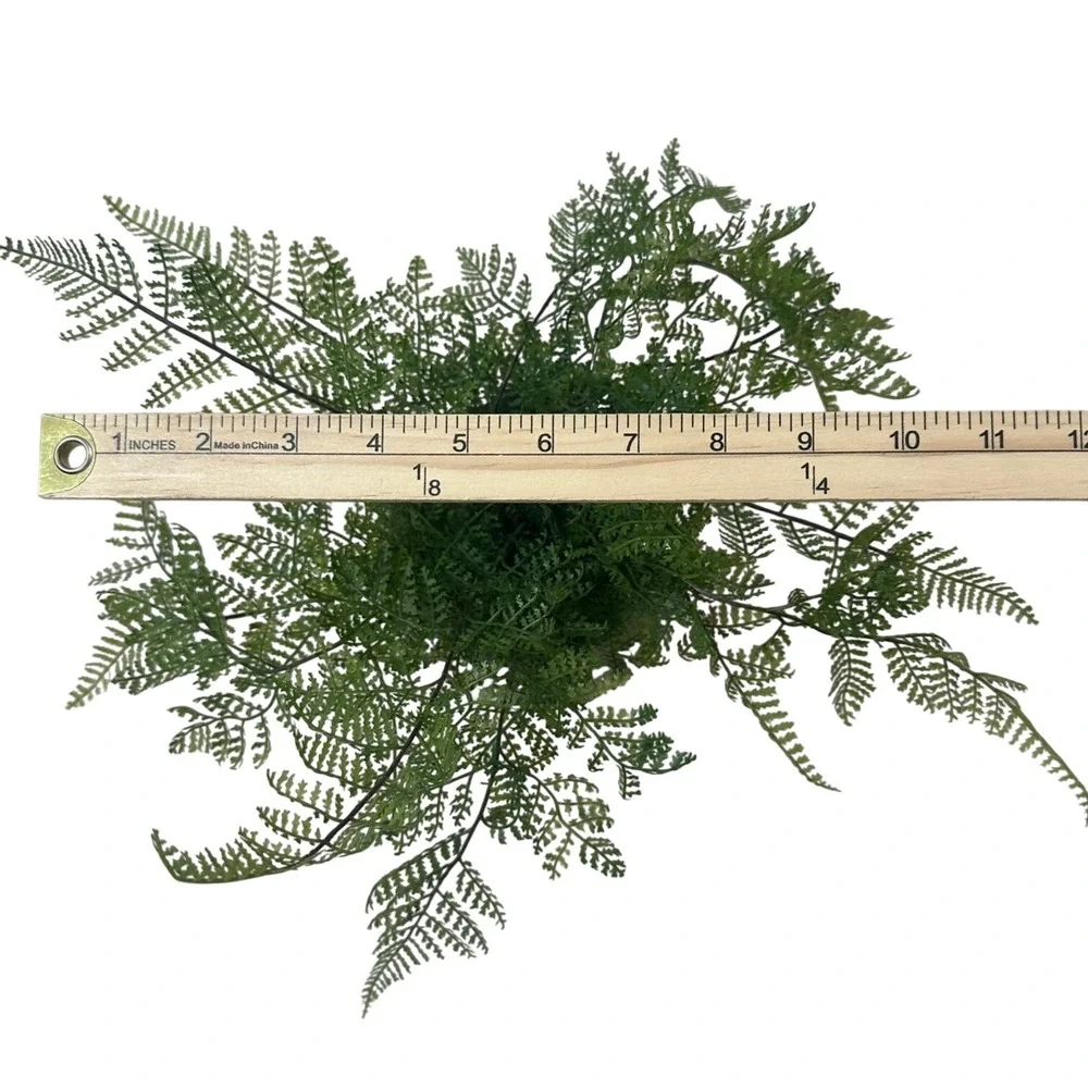 Artificial Fern Plant in‎ Grey Embossed Rustic Stone Pot Home Decor 13in